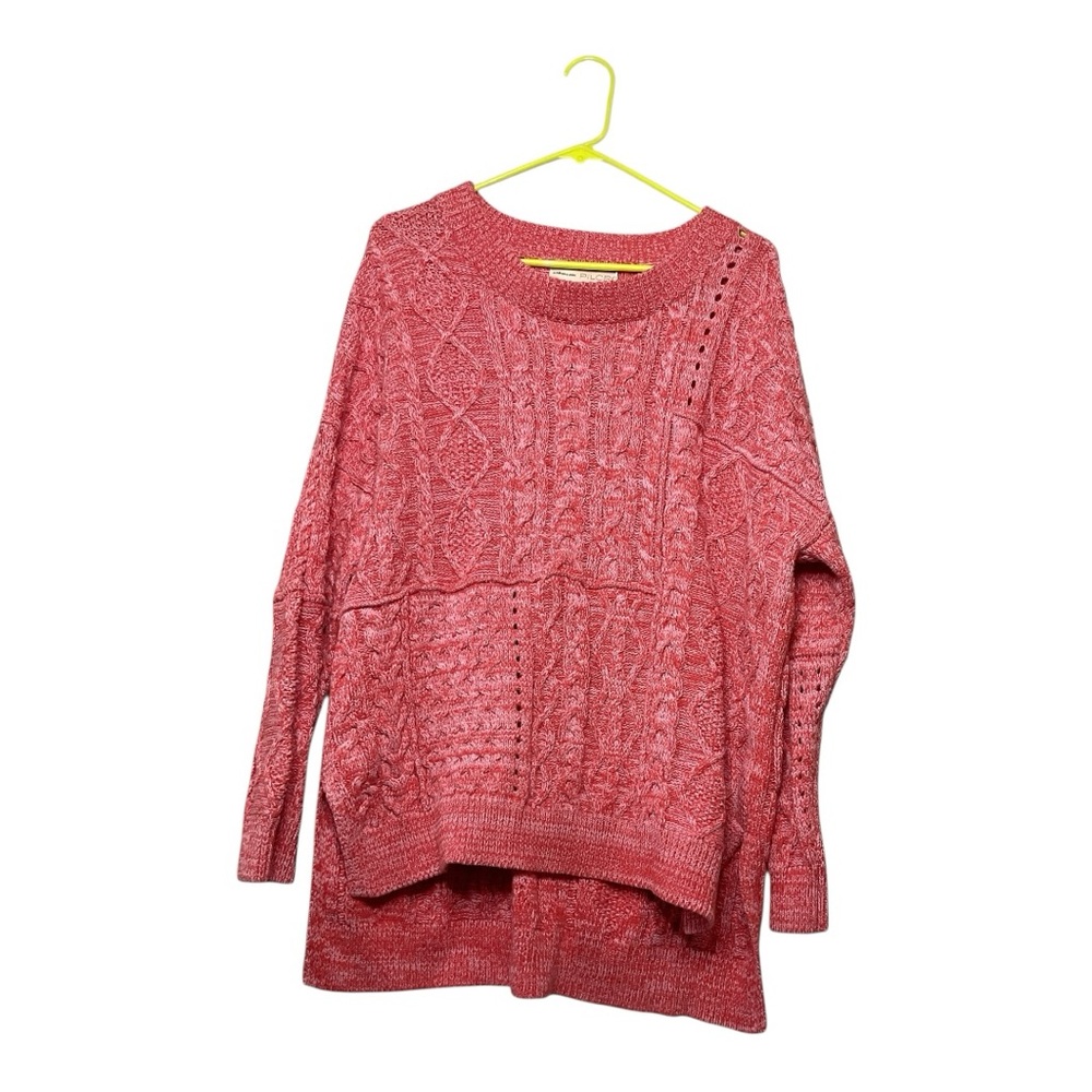 Women’s Anthropologie Pilcro Jasmine Cable-knit‎ Tunic sweater in pink, size M
